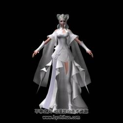 仙俠風(fēng)格白衣古裝女仙3DMax模型分享（版本略高）