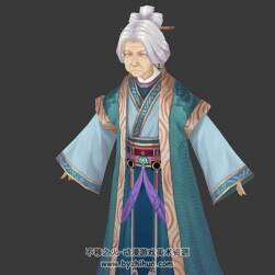 中式古装白发老奶奶3DMax模型下载 含贴图