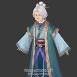 中式古裝白發(fā)老奶奶3DMax模型下載 含貼圖