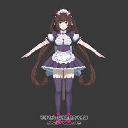 日系女仆裝女孩3DMax fbx格式模型分享下載