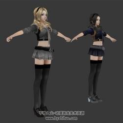 枪神纪刀锋角色女孩3DMax模型带绑定下载
