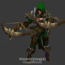 歐美風(fēng)女性持雙弩 含綁定帶動(dòng)作 3dMax模型