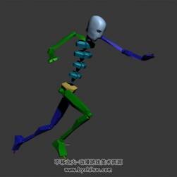 游戲人物滾地翻身跑動作3DMax模型骨骼下載