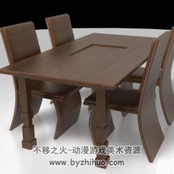 Dining table C4D餐桌餐椅3D模型下载