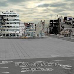 destroyed citty 被毁掉的城市场景模型 MAX/obj/3ds