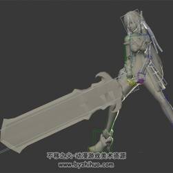 游戲角色重劍重力表現(xiàn)動(dòng)作參考3DMax模型帶綁定下載