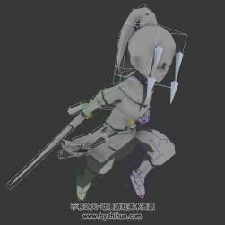 Q版游戲角色仙俠武俠男劍客全套動(dòng)作3DMax模型帶骨骼下載