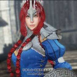 黑色沙漠 紅發(fā)美女劍客角色 3D模型 四邊面高模有綁定
