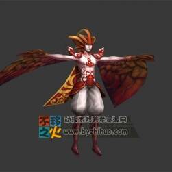 红色 翅膀 鸟人模型