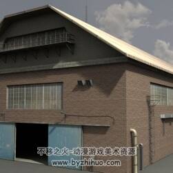 工业设施工厂车间厂房工厂砖房破旧厂房3D模型 含多种格式