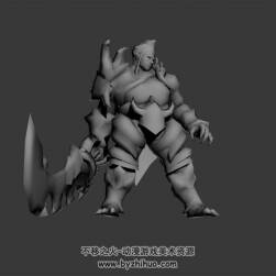 大刀鎧甲戰(zhàn)士白模 3D模型 有綁定和揮砍動作