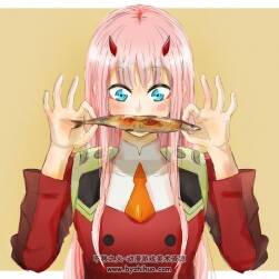 DARLING in the FRANXX 02紅色角神秘少女動漫插畫壁紙圖片下載 3879P