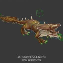 變異鱷魚 3D模型 有綁定和動作