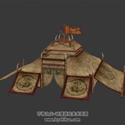 古代軍隊帳篷 3D模型 四角面max格式下載
