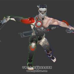 游戏角色硬核武士带刀3DMax模型连击动作带绑定下载