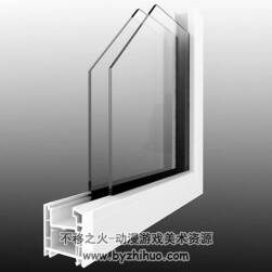 C4D铝塑门窗3D模型下载