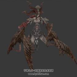 暗黑魔幻女蜘蛛精 3D模型 有綁定和動作