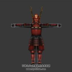 日本鎧甲武士 3D模型 有綁定和奔跑動作