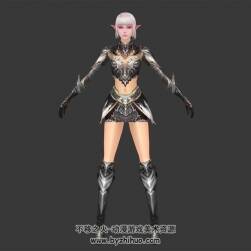 白短發(fā)精靈耳女戰(zhàn)士 3D模型和翻跟頭的動作