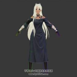 二次元白發(fā)少女3DMax模型帶綁定下載