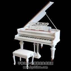 Piano 白色钢琴3DMax模型下载