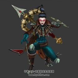 LOL英雄聯(lián)盟女英雄 獵天使魔女薇恩3dMax模型全套動作下載