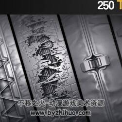 ZBRUSH 科幻筆刷 250個(gè)鎖扣金屬科幻朋克風(fēng)筆刷