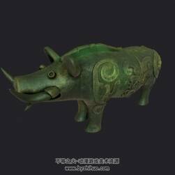 獠牙豬青銅像 obj3D模型下載