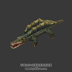 棘背鳄鱼 3D模型 有绑定和动作