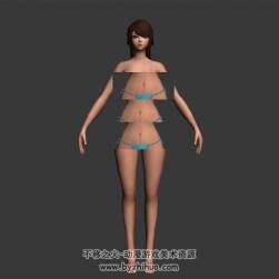 女王之刃 短發(fā)美女素體 女性身體模型 3D模型 有綁定 百度網(wǎng)盤下載