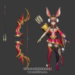可愛(ài)的兔耳少女弓箭手3DMax模型帶綁定下載