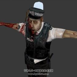 奇幻都市類(lèi)游戲警察喪尸僵尸3DMax模型帶骨骼下載