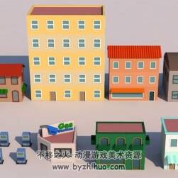 C4D低模建筑場景視頻教程 卡通場景制作視頻教學