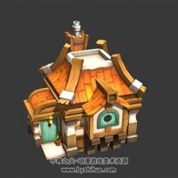 獨棟卡通小屋 3D模型 四角面 百度網(wǎng)盤下載
