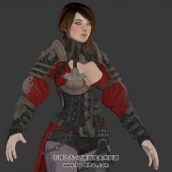 游戲次時(shí)代角色人物青眼女騎士3DMax高精模型下載