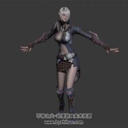 次世代 銀色短發(fā) 女精靈 3D模型 有綁定和動作