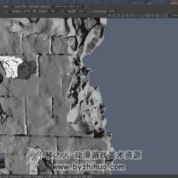 ZBrush 雕刻真实逼真的水泥石块钢筋石柱视频教程 附源文件