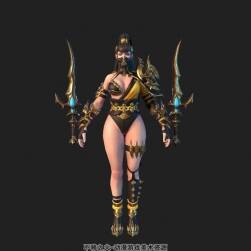 游戲女角色豐腴雙刀刺客3DMax模型帶綁定下載