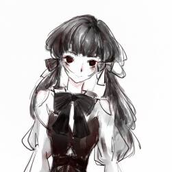 水墨筆刷畫的少女