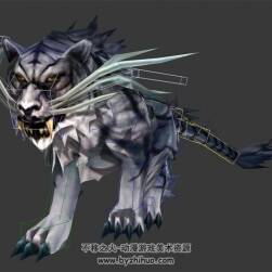 長毛白虎獸帶綁定全套動作3DMax模型下載