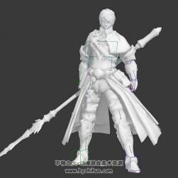 男戰(zhàn)士帶槍攻擊待機動作3DMax模型帶綁定下載