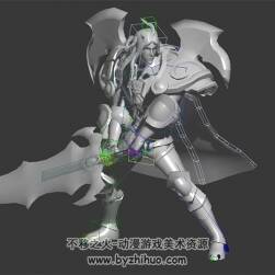 次世代 巨刀鎧甲長(zhǎng)發(fā)男戰(zhàn)士 3D模型 有綁定和揮砍的動(dòng)作