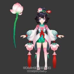 Q版荷花小仙女3DMax模型含貼圖下載