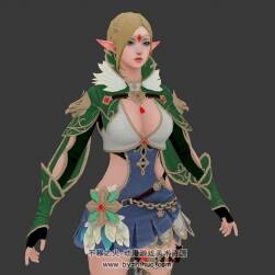 游戲女精靈3DMax fbx模型帶綁定肢體動作下載