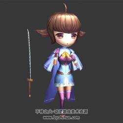 Q版卡通 三頭身少女 3D沒耐心有綁定和走跑動(dòng)作