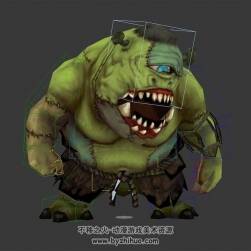 綠色獨眼怪物3DMax模型下載 帶綁定待機動作
