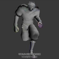 格斗角色猛男奔跑动作3DMax模型带骨骼绑定下载