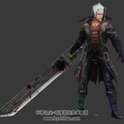 歐美白發(fā)武士大叔3DMax模型大刀攻擊動作帶綁定下載