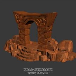 紅色石門 max格式 3D模型下載 四角面