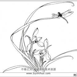 花卉白描线稿 美术绘画素材 百度网盘下载 7.5MB